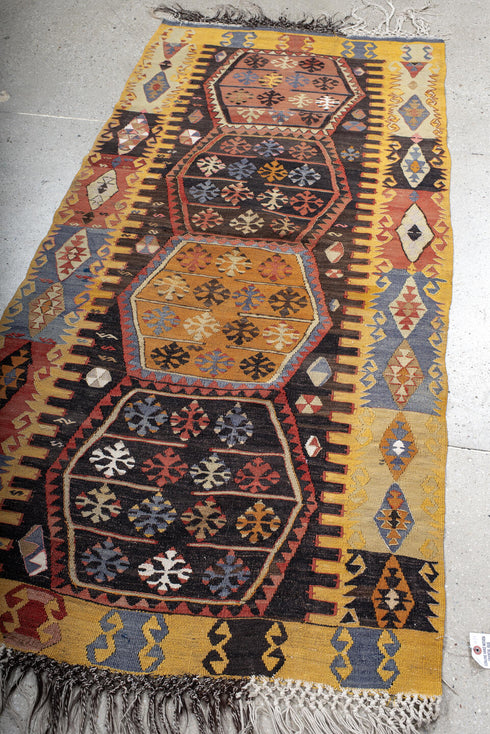 Antique Kilim Runner Rug (3' x 7')